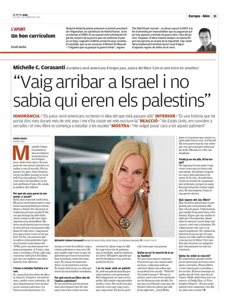 Interview with Spanish Newspaper El Punt Avui The Almond Tree